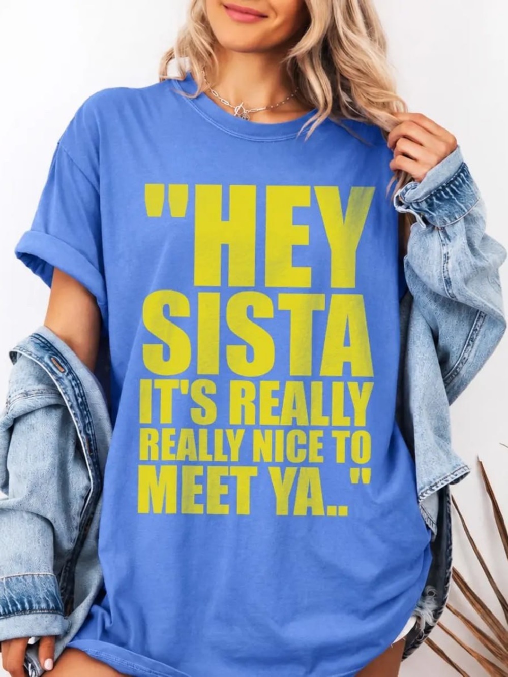 Carolinablue Graphic Short Sleeve Tee with Yellow Slogan - Women Tops
